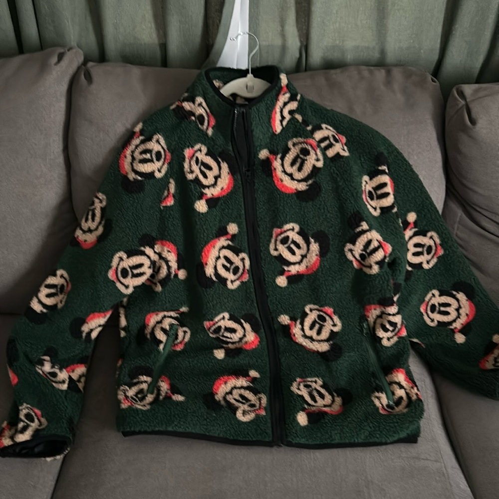 Disney Santa Mickey Mouse Holiday Zip Fleece Jacket for Adults